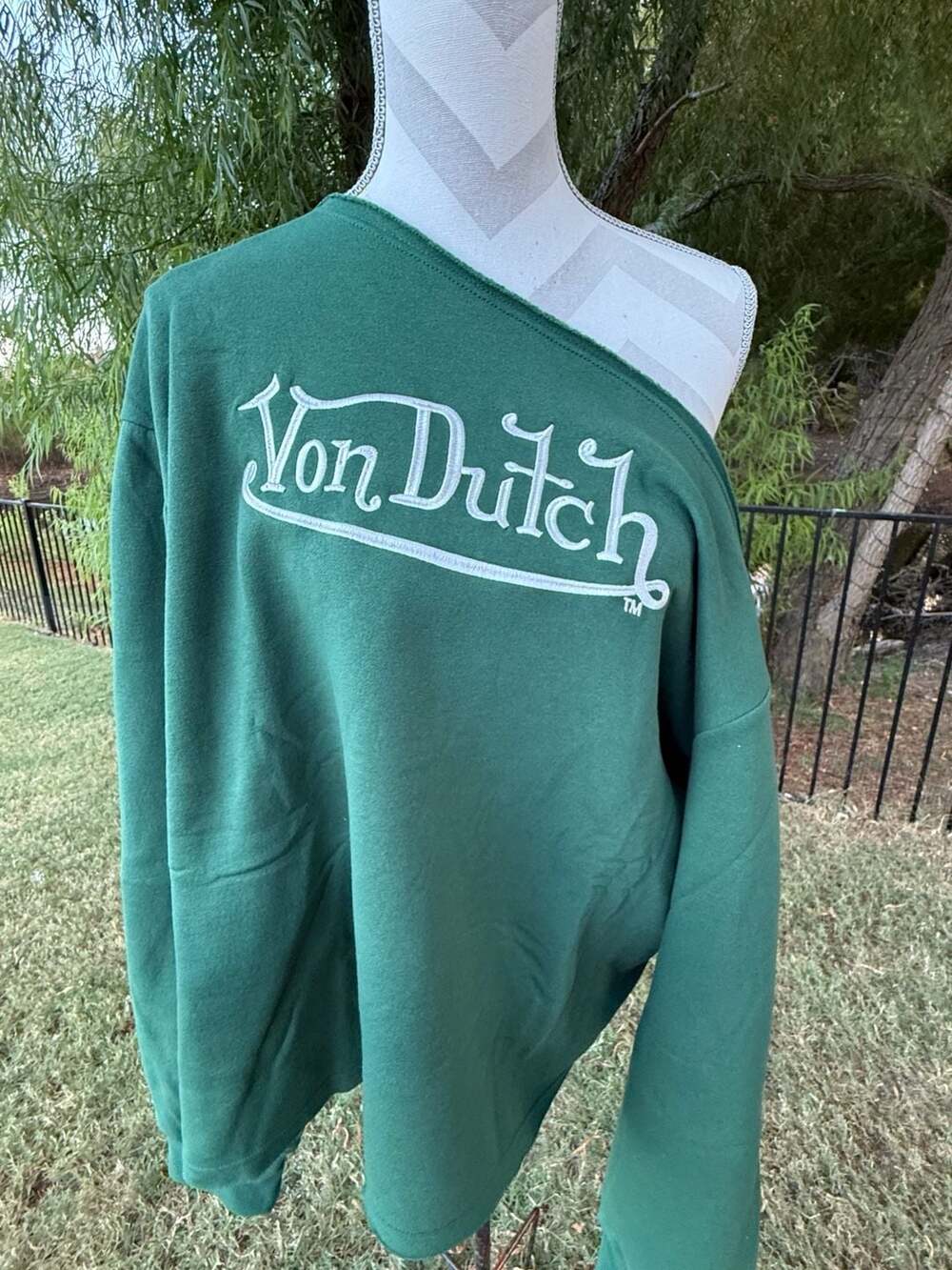 Von Dutch 1X Green Off-Shoulder Sweatshirt NWT
